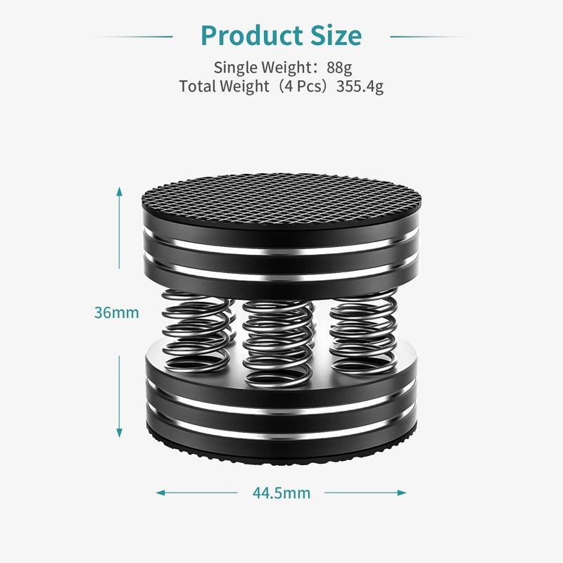 Tertullus Speaker Spikes 4PCS HiFi Spring Speaker Isolation Feet, Aluminum Non-Slip Shockproof Turntable Stand Feet for Audio,Speakers, Subwoofers, Home Theater, Turntable DAC Feet Pad (Black) - Image 3